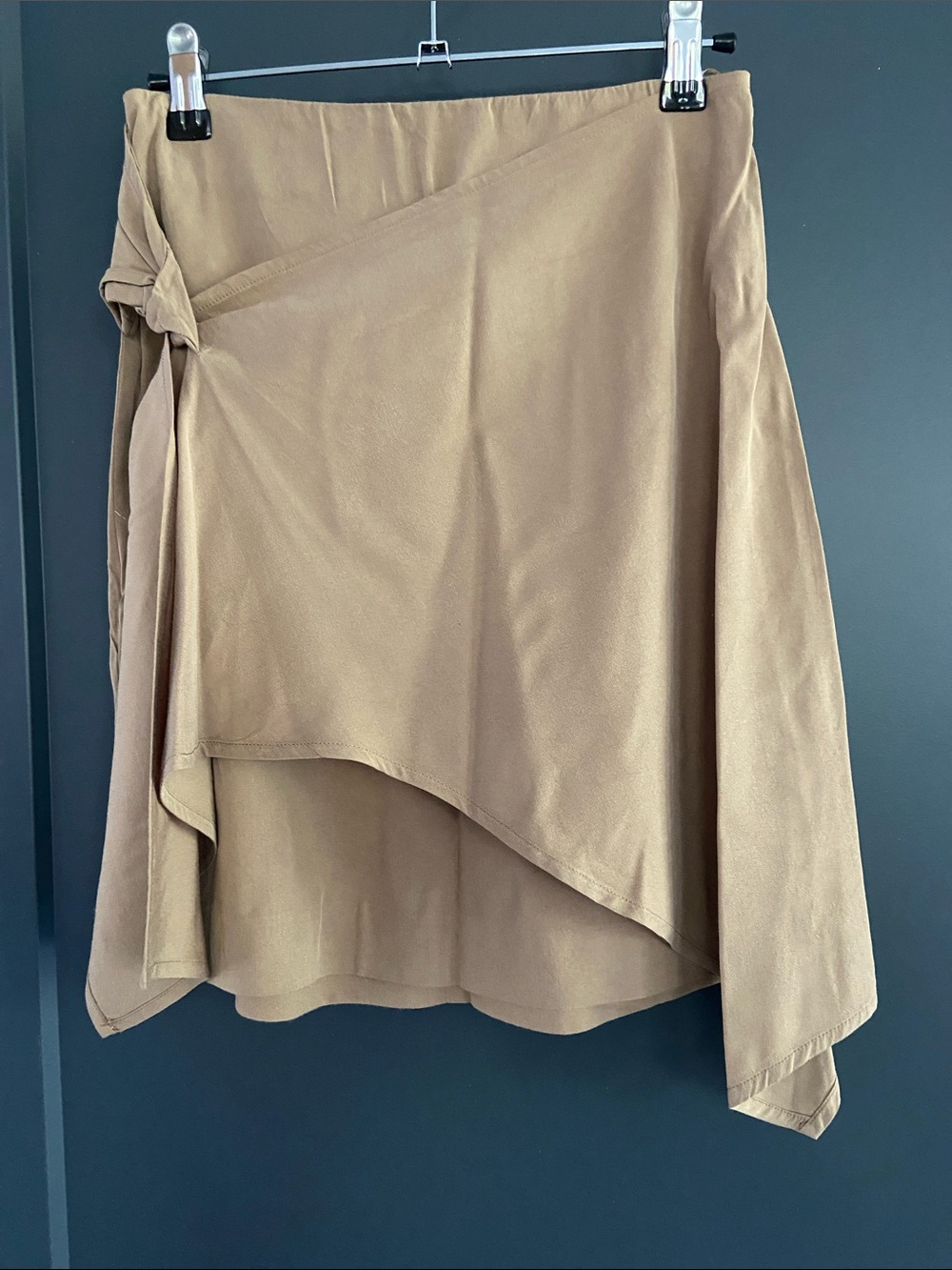 Mango Asymmetrical Wrap Skirt — Brown